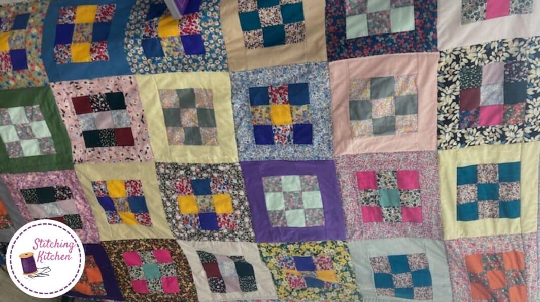 Beginner Quilt - Bordered Nine Patch Jelly Roll Quilt
