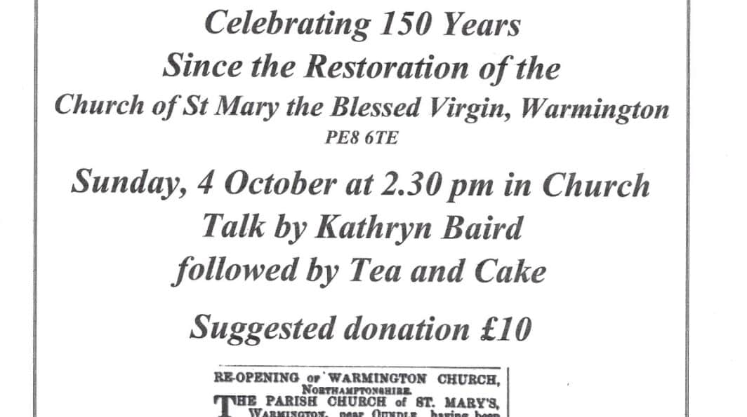 Celebrating 150 Years Since the Restoration of Warmington Church